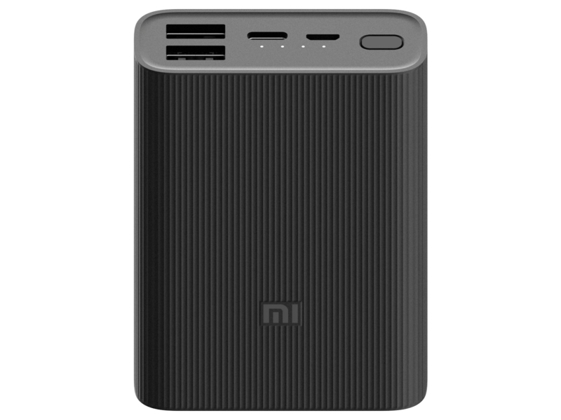 Mi Power Bank 3 Ultra Compact   Powerbank   10000 Mah   3 Output Stikforbindelser (2 X Usb, Usb C)   Sort fra Xiaomi